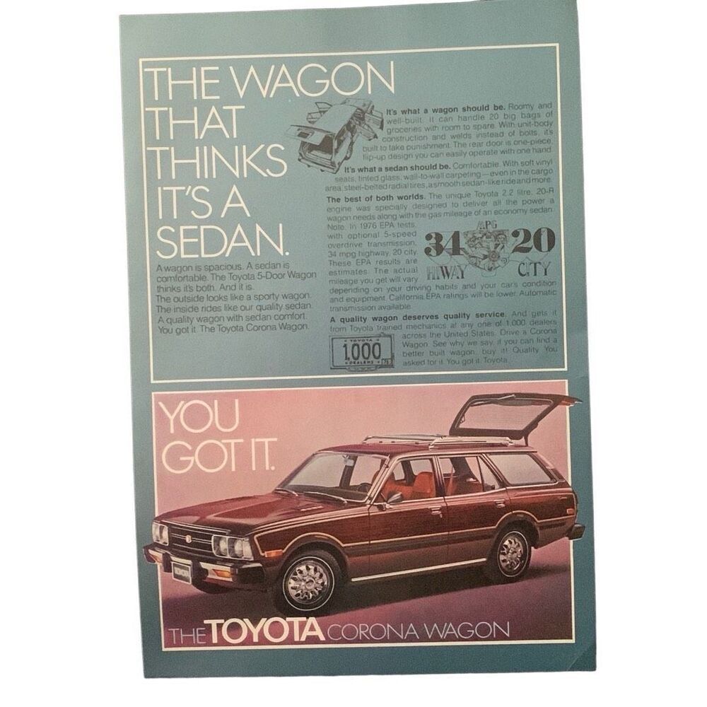 Vintage 1976 Toyota Corona Wagon Ad Advertisement